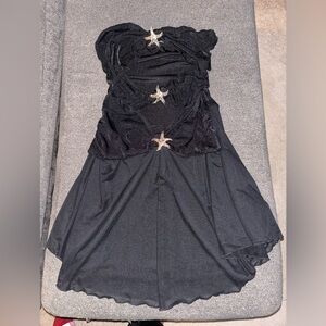 SHEIN Black Strapless Dress with Starfish Accents